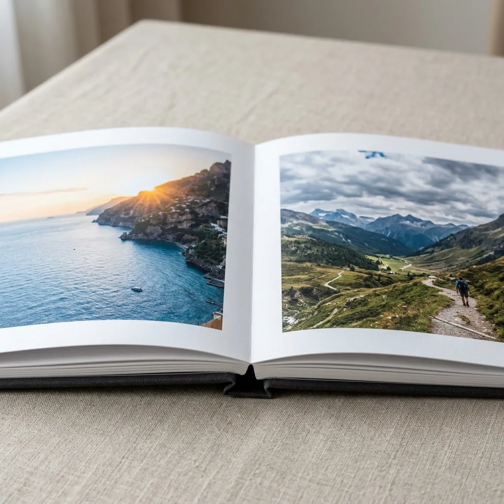 An open Keepsakes activity book spread, with a route map beside the photos